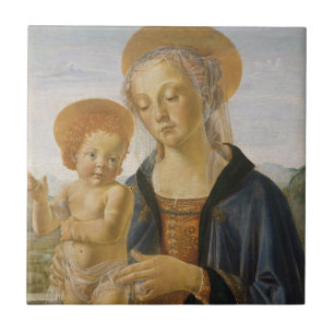 Azulejo De Cerámica Madonna y niño, circa 1470