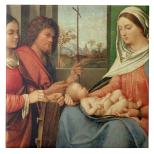 Azulejo De Cerámica Madonna y niño con los santos 2
