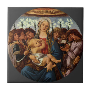 Azulejo De Cerámica Madonna y Niño con Ocho Ángeles por Botticelli