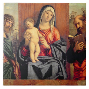 Azulejo De Cerámica Madonna y niño con St. John el Bautista y el St