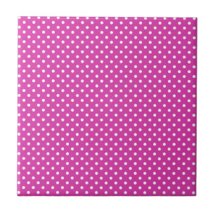 Azulejo De Cerámica Magenta, puntos de polka blanco