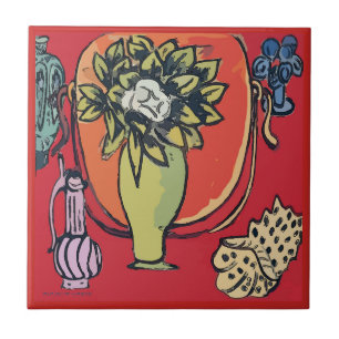 Azulejo De Cerámica Magnolia en Vase, después de Matisse