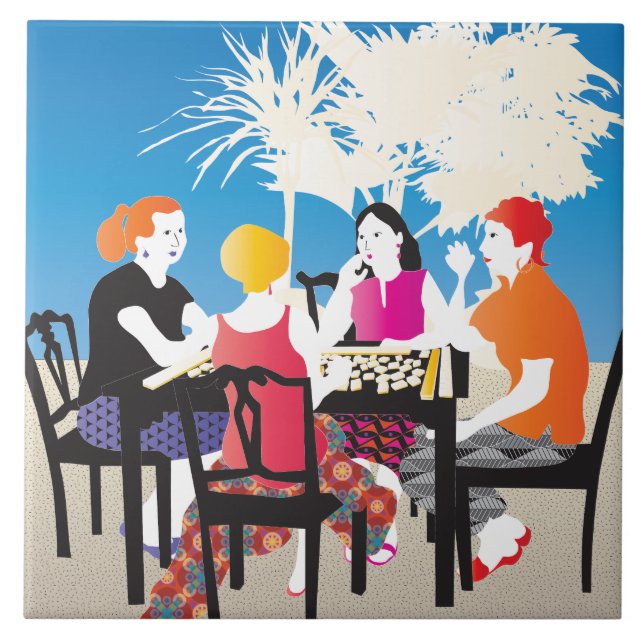 Azulejo De Cerámica Mah Jongg Alfresco2 (Frente)