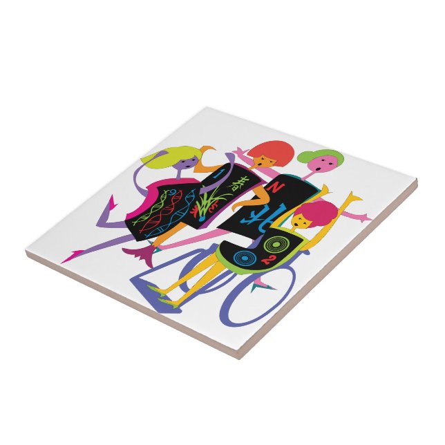 Azulejo De Cerámica Mah Jongg Happy Dance White Tile (Lado)