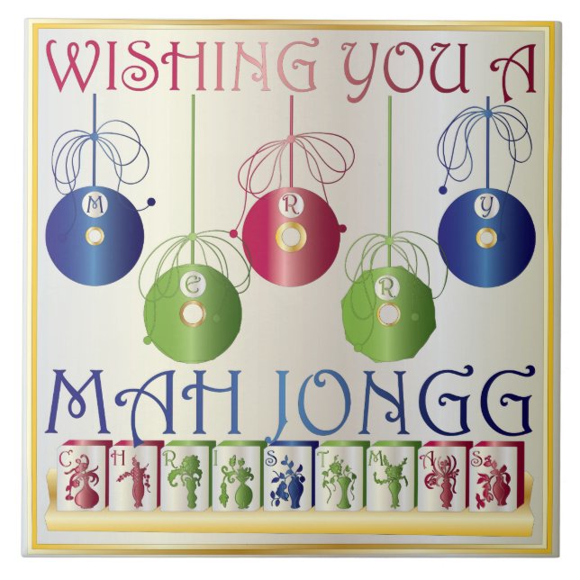 Azulejo De Cerámica Mah Jongg Navidades Bettors (Frente)