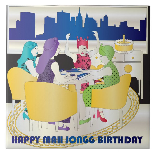Azulejo De Cerámica Mah Jongg New York Birthday Tile (Frente)