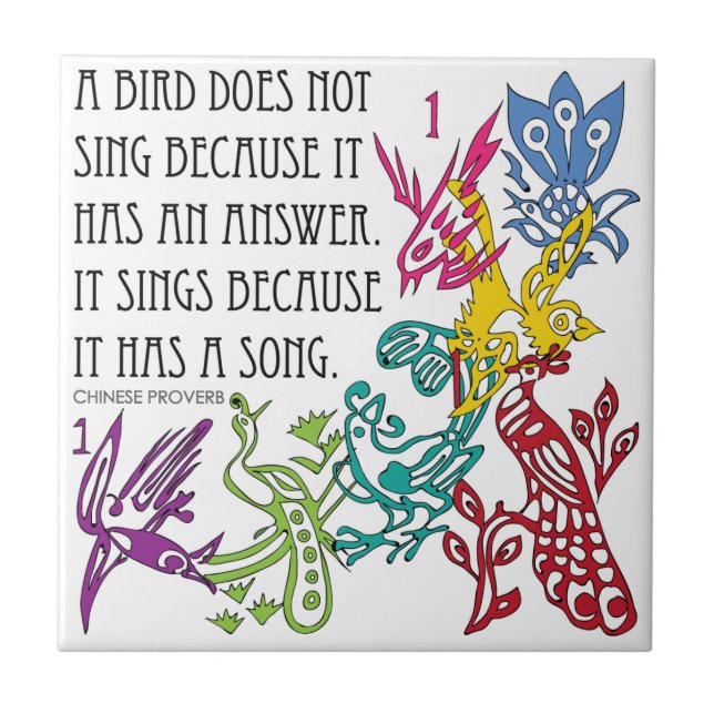 Azulejo De Cerámica Mah Jongg One Bams Birds/Proverb Tile (Frente)