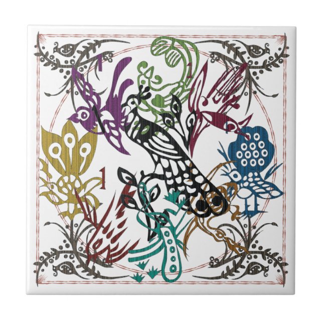 Azulejo De Cerámica Mah Jongg One Bams Birds Tile (Frente)
