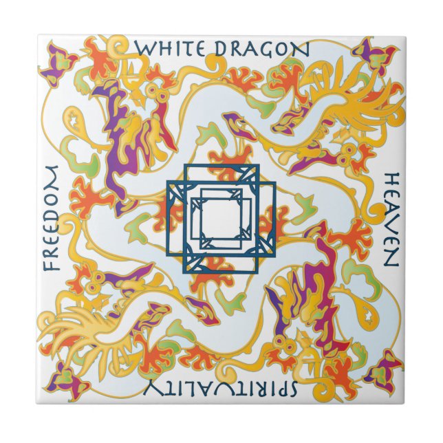 Azulejo De Cerámica Mah Jongg White Dragon Tile (Frente)