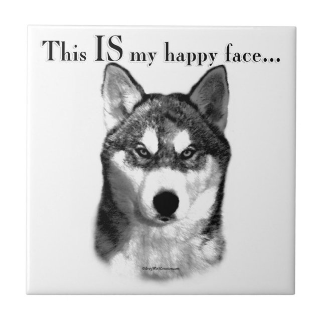 Azulejo De Cerámica Malamute Happy Face (Frente)