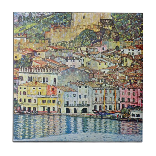 Azulejo De Cerámica Malcena en el Gardasee de Gustavo Klimt (Frente)