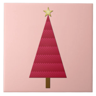 Azulejo De Cerámica Maldito rojo profundo árbol de Navidad moderno