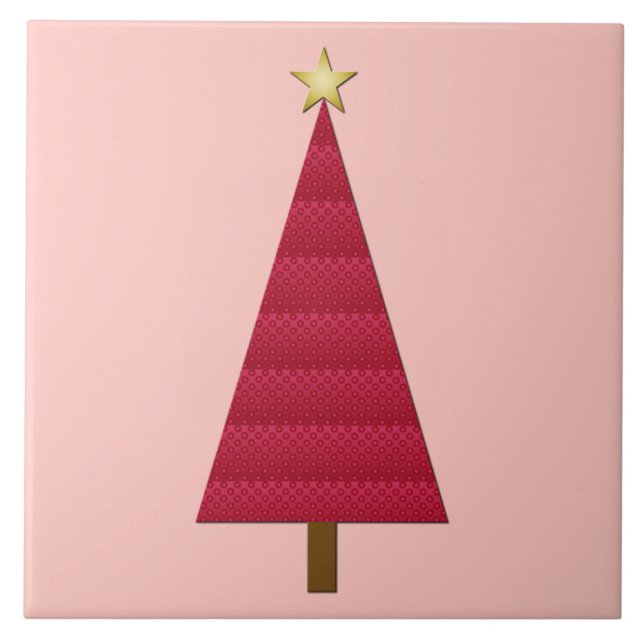 Azulejo De Cerámica Maldito rojo profundo árbol de Navidad moderno (Frente)