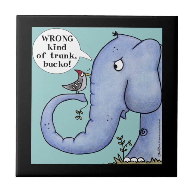 Azulejo De Cerámica Malentendidos con respecto al elefante y el pájaro (Frente)