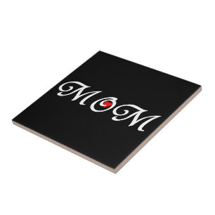 Azulejo De Cerámica Mamá con el corazón rojo