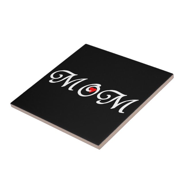 Azulejo De Cerámica Mamá con el corazón rojo (Lado)