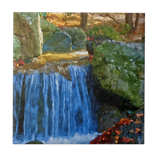 Azulejo De Cerámica Manantial de agua azul (Frente)