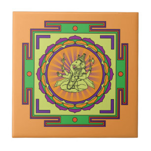 Azulejo De Cerámica Mandala de Ganesha
