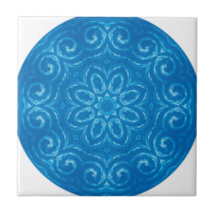 Azulejo De Cerámica Mandala de la energía - azul