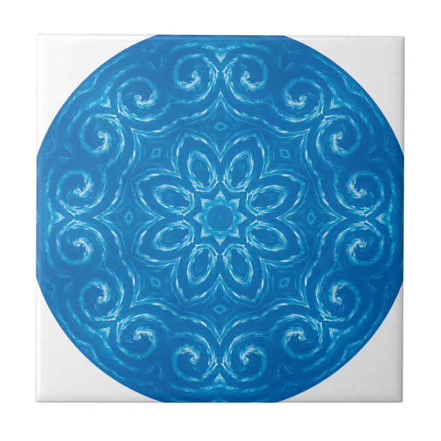 Azulejo De Cerámica Mandala de la energía - azul (Frente)