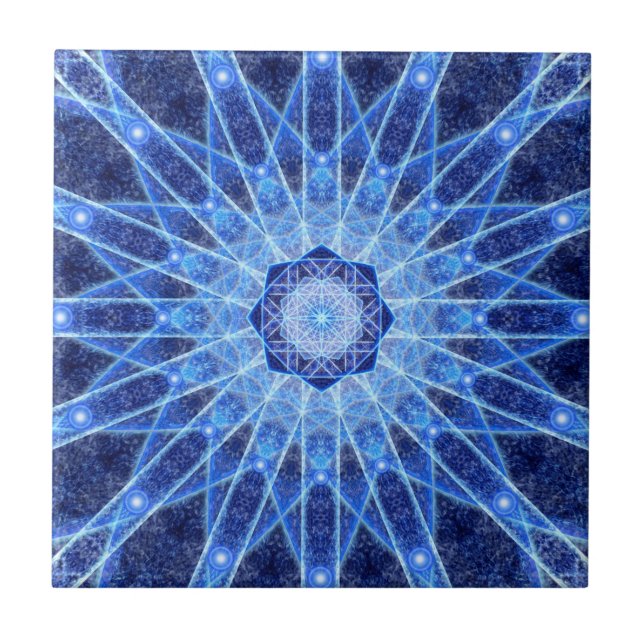 Azulejo De Cerámica Mandala de Lotus del hielo (Frente)