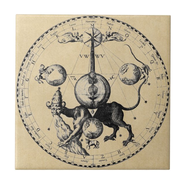 Azulejo De Cerámica Mandala del emblema de la cábala (Frente)