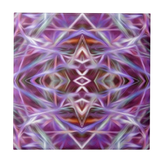 Azulejo De Cerámica Mandala gráfica rosa (Frente)