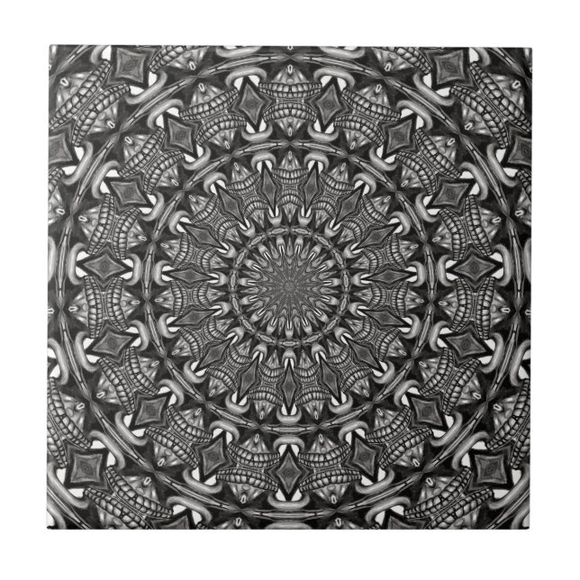 Azulejo De Cerámica Mandalá Monocromo (Frente)