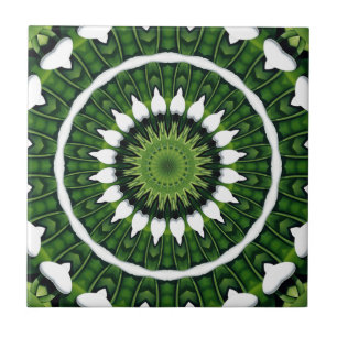 Azulejo De Cerámica Mandala verde tropical