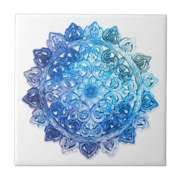 Azulejo De Cerámica Mandela azul