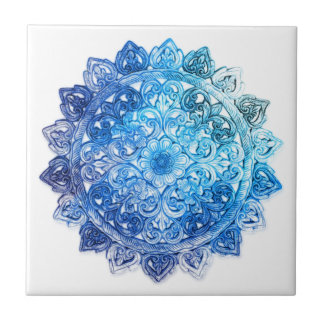 Azulejo De Cerámica Mandela azul