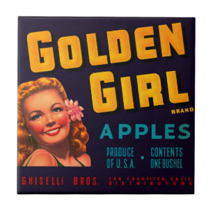 Azulejo De Cerámica Manzanas de oro del chica