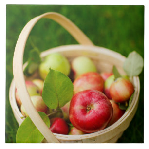 Azulejo De Cerámica Manzanas rojas en una canasta