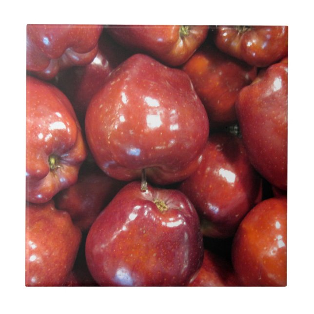 Azulejo De Cerámica Manzanas rojas oscuras (Frente)