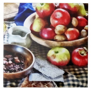 Azulejo De Cerámica Manzanas Y Nueces