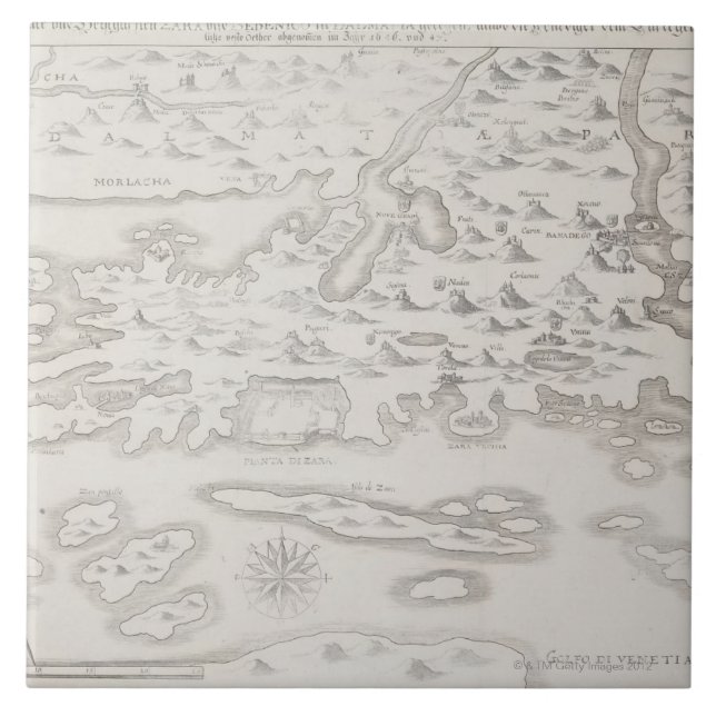 Azulejo De Cerámica Mapa antiguo de Croacia (Frente)