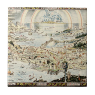 Azulejo De Cerámica Mapa antiguo de Fairyland por Bernard Sleigh