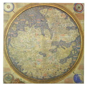 Azulejo De Cerámica Mapa Antiguo de Fra Mauro Asia África Europa