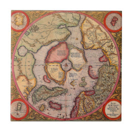 Azulejo De Cerámica Mapa antiguo del Polo Norte por Mercator
