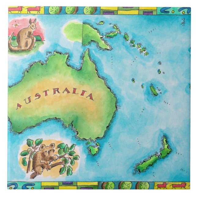 Azulejo De Cerámica Mapa de Australia