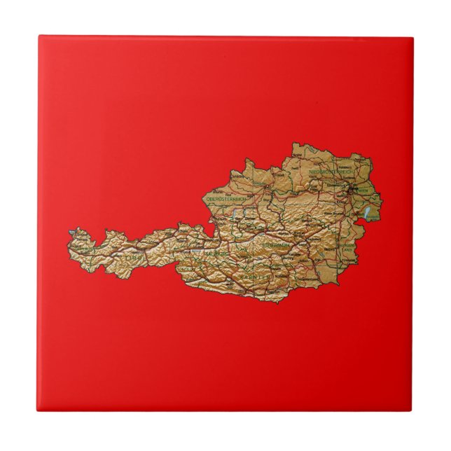 Azulejo De Cerámica Mapa de Austria en mosaico (Frente)