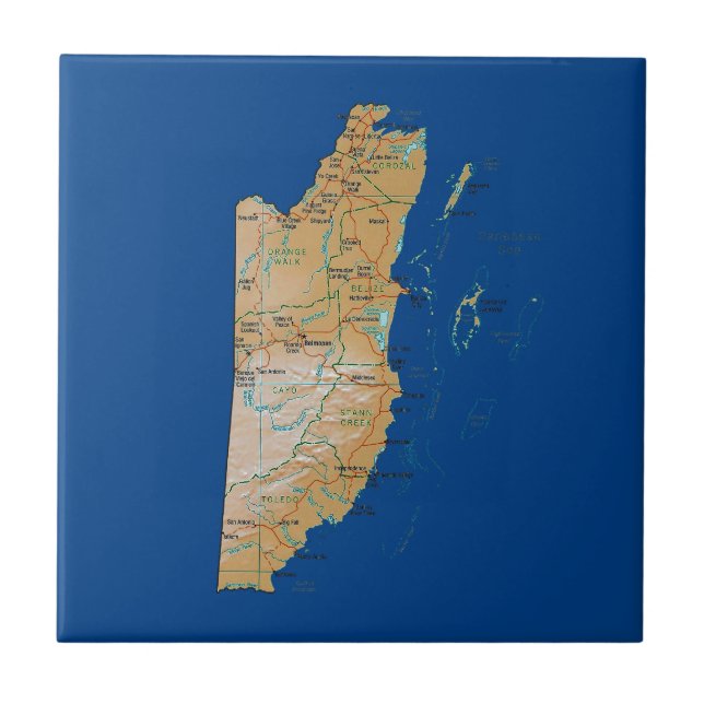 Azulejo De Cerámica Mapa de Belice (Frente)