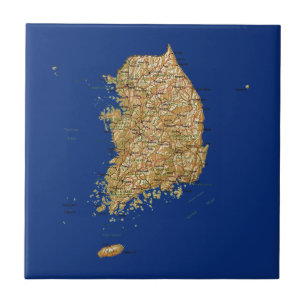 Azulejo De Cerámica Mapa de Corea del Sur