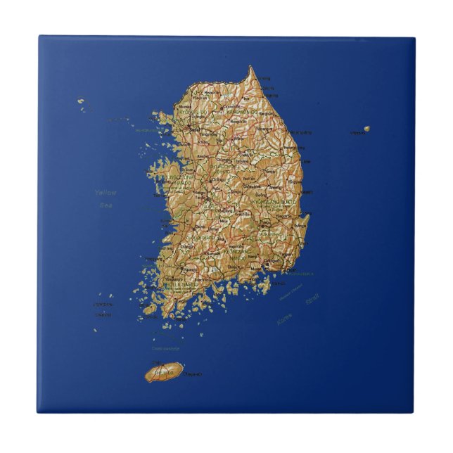 Azulejo De Cerámica Mapa de Corea del Sur (Frente)