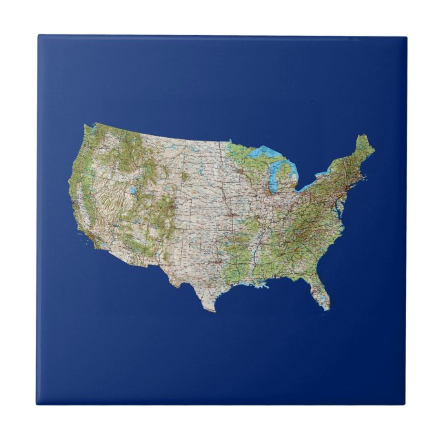 Azulejo De Cerámica Mapa de EEUU (Frente)