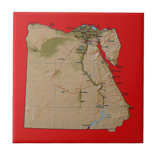 Azulejo De Cerámica Mapa de Egipto en mosaico