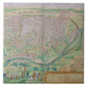 Azulejo De Cerámica Mapa de El Cairo, de 'Civitates Orbis Terrarum' po
