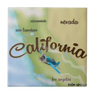 Azulejo De Cerámica Mapa de época de California en EE.UU. y afiche de 