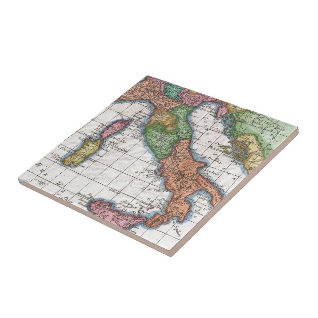 Azulejo De Cerámica Mapa de época de Italia (1780) (Lado)