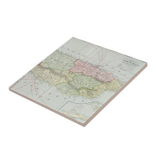 Azulejo De Cerámica Mapa de época de Puerto Rico (1901)